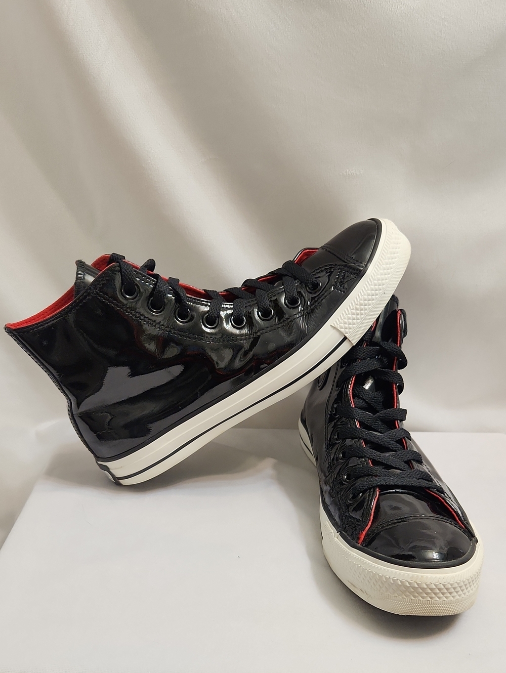 Converse CTAS Black Patent High-Top Sneakers (unisex M Size 8, W Size 10)